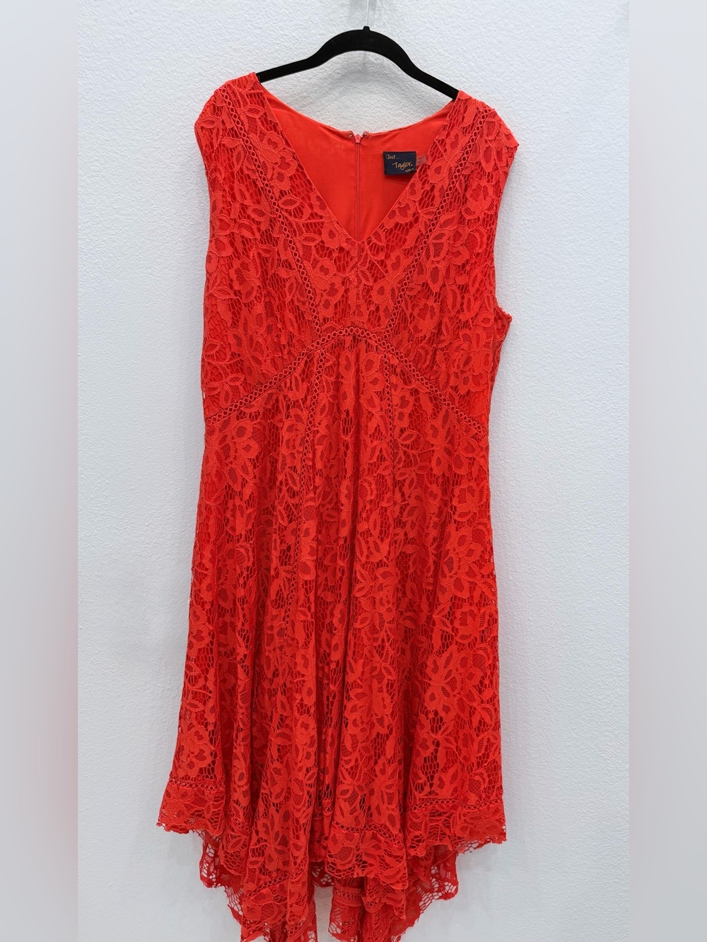 Taylor Woman 16W Red Lace High Low Asymmetrical Dress